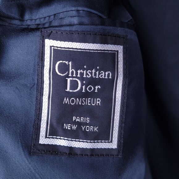 Christian Dior Wool Blazer Mens 42L Navy Striped - Picture 10 of 13